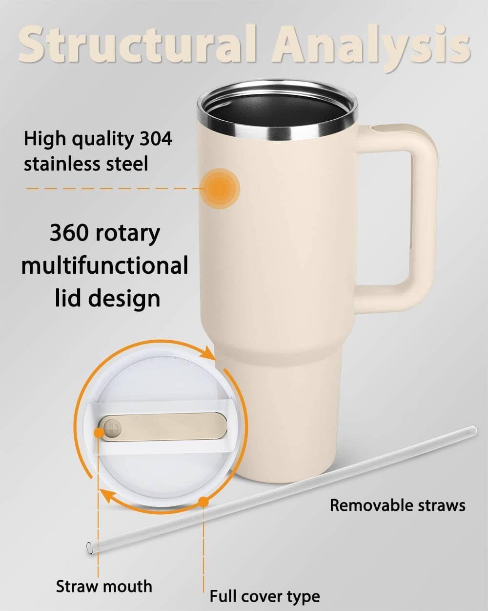 1200ML Stainless Steel Tumbler With Straw (Multicolour
