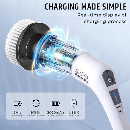 9 in 1 Electric Cleaning Brush – Multi-Surface Power Scrubber with Dual Speeds