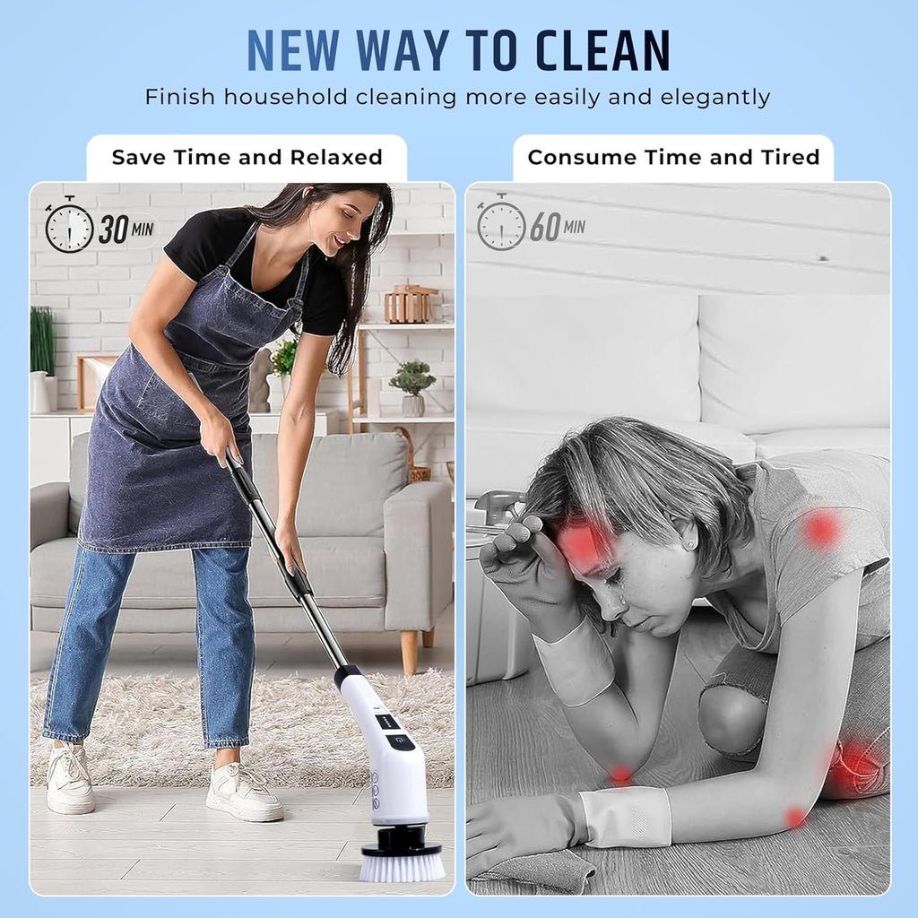 9 in 1 Electric Cleaning Brush – Multi-Surface Power Scrubber with Dual Speeds